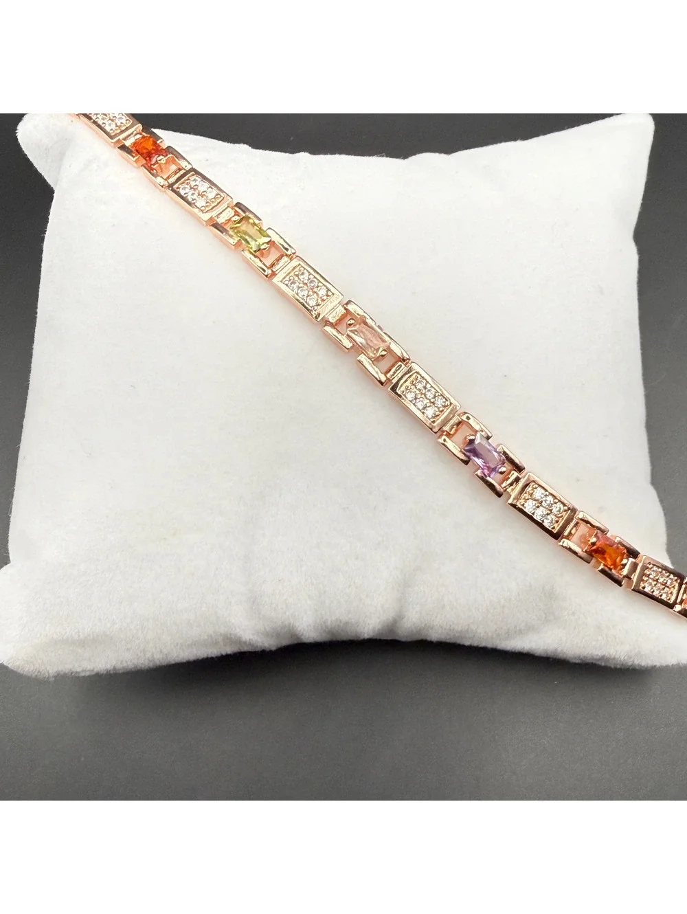 candy+clover gold and crystal cuff bangle rose gold tone bracelet 7.5 inch